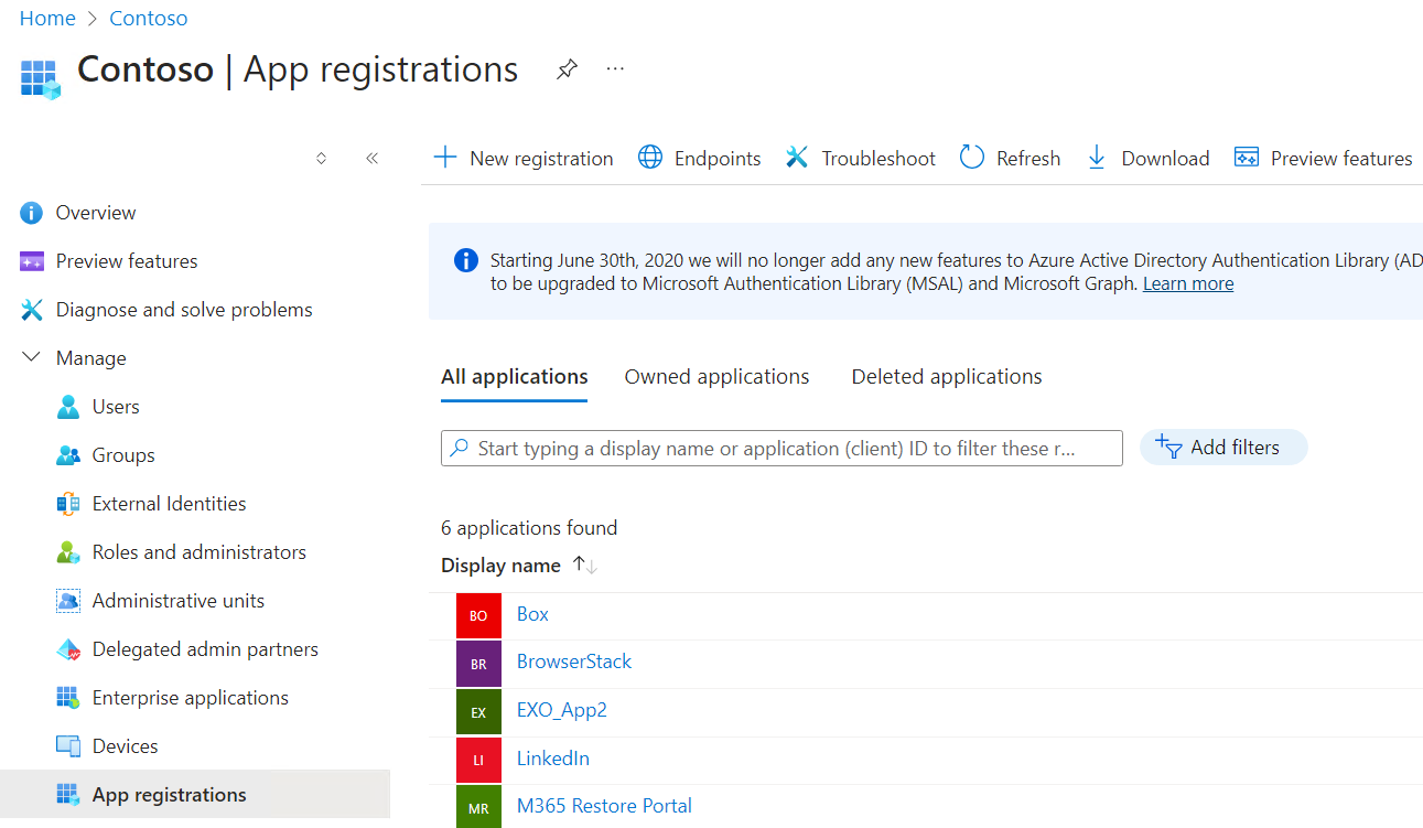 Application registration