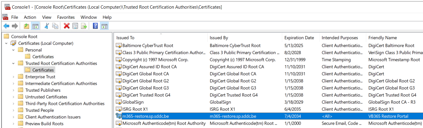 Self-signed certificate